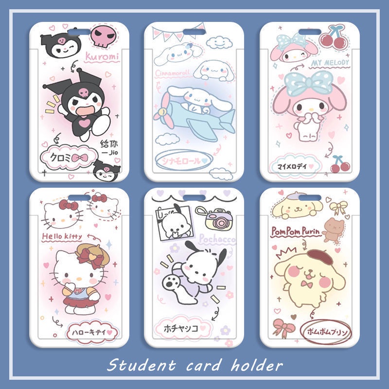 Sanrio Card Holder Kuromi Keychain Pendant Student Meal Work Id
