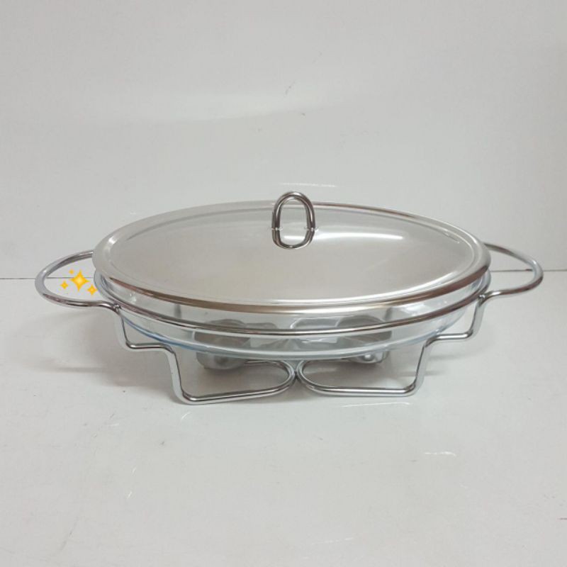 FOOD WARMER WITH GLASS DISH / BUFFET KACA