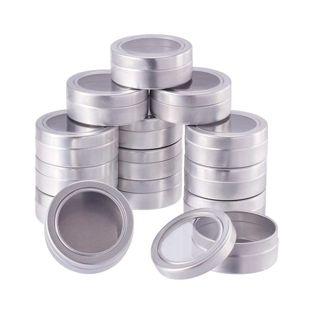 round tin containers with clear lids