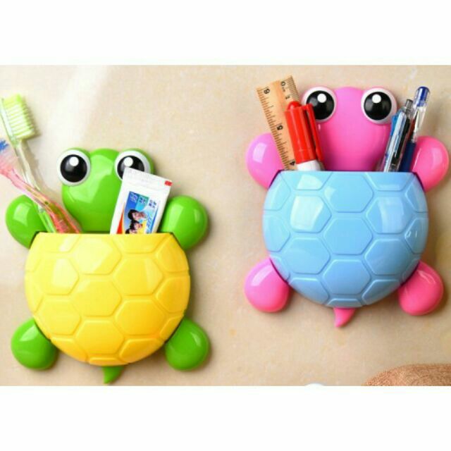 Tortoise Wall Suction Toothbrush & Toothpaste Holder (3 Suction Cups ...