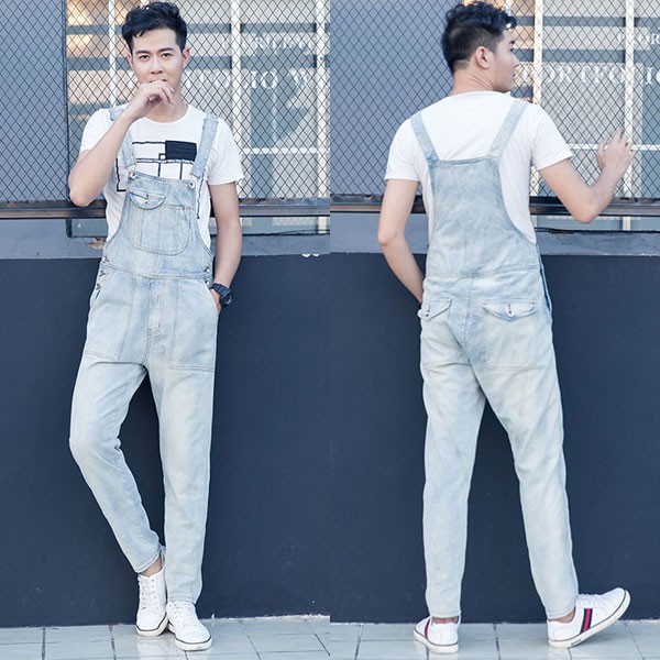 slim denim overalls