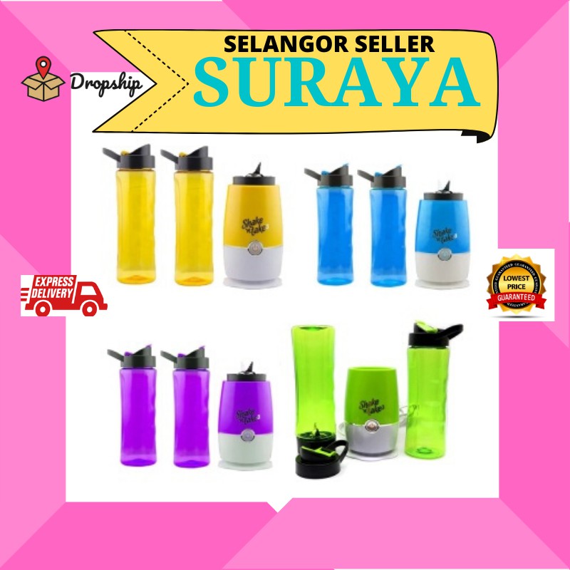 Shake N Take 3 Colorful Fruit Juice Blender With 2 Bottles