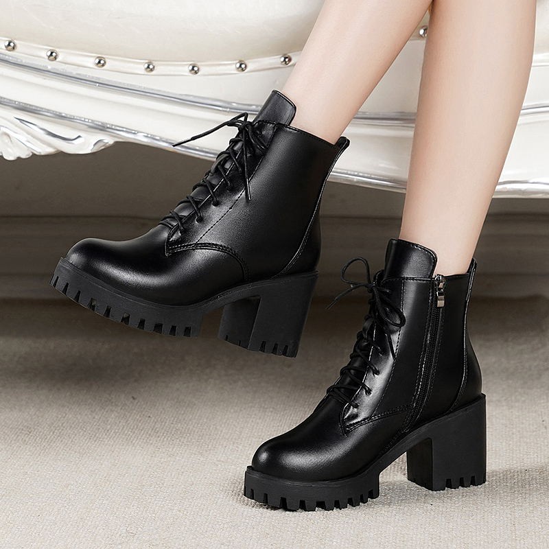 fashion waterproof middle height heel boots