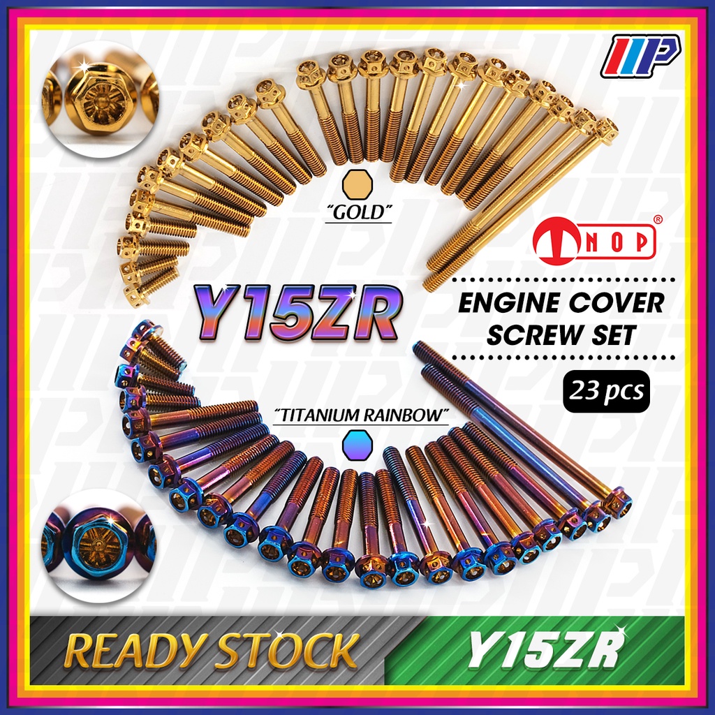 NOP (TOKYO) Y15ZR - ENGINE COVER SCREW SET (TITANIUM RAINBOW/GOLD COLOR)[23 PCS] Motorcycle Flange Bolt