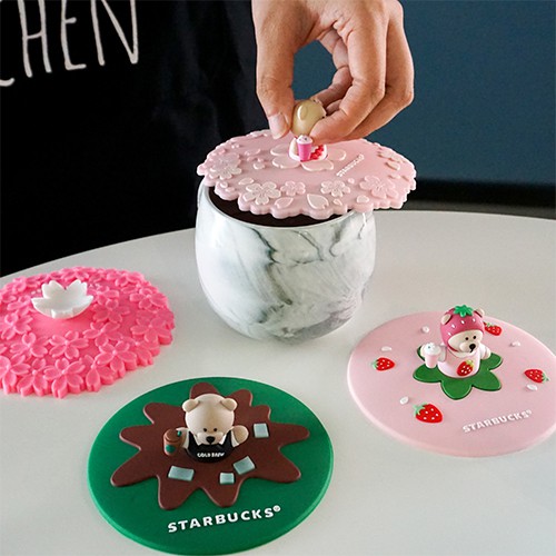 Starbucks Cute Cherry Bear Silicone Cartoon Cup Cover Shopee