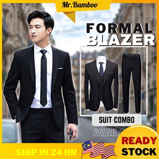 [M'sia Ready Stock]Men Blazer Set Formal Trousers Business Outerwear Pants Office Slack Pants Jacket Suit Tuxedo FB01