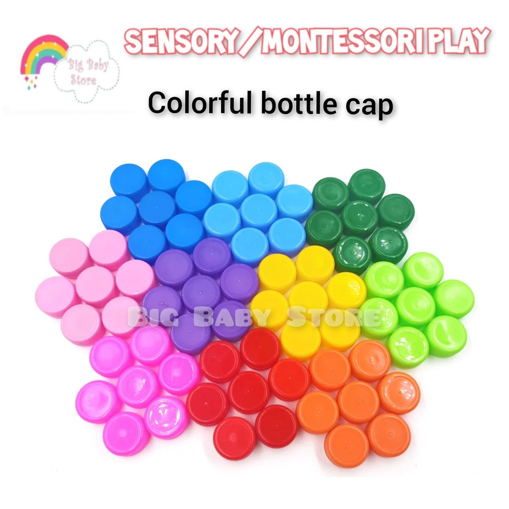 Colorful Plastic Bottle Caps 30mmReady StockPermainan sensori Sensory Play Montessori Play DIY Penutup Botol Plastik