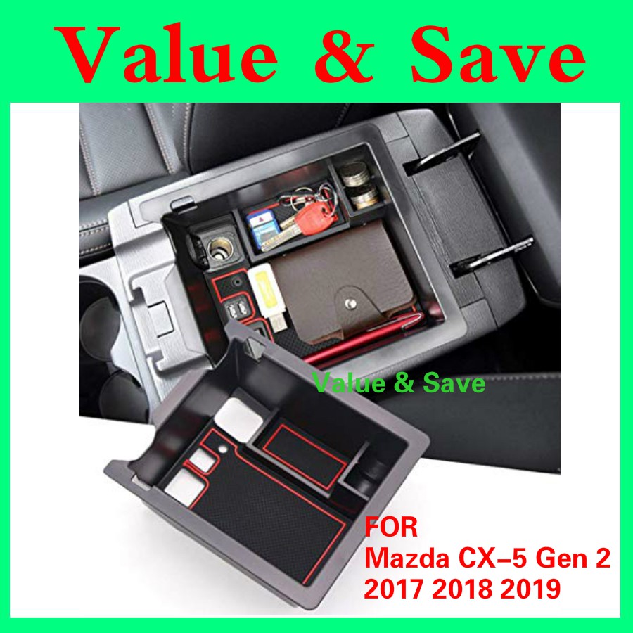 LFOTPP 2017-2018 Mazda CX-5 Black Interior Glove Box Arm Rest Center Console Armrest Storage Box Storage 