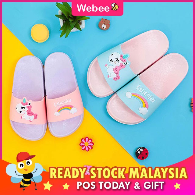 READY STOCKWEBEE Kids Child Adult Anti Slip Slippers Pony K Child Unicorn Sandal Kasut Women's Sandal Wanita