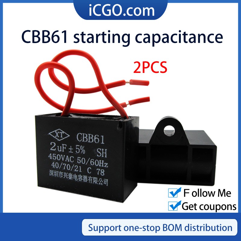 2pcs CBB61 starting capacitance AC Fan Capacitor 450V CBB Motor Run ...
