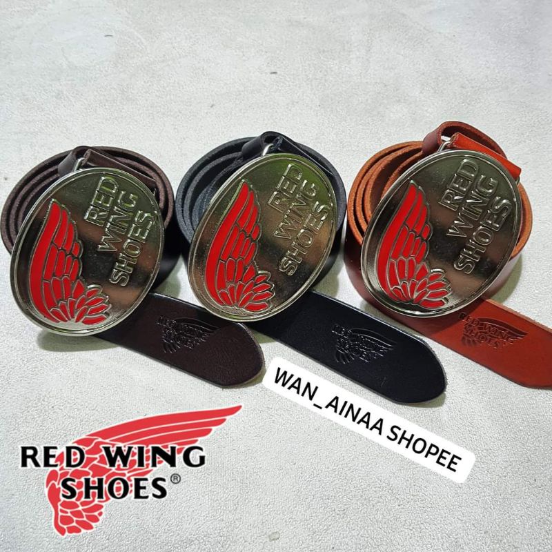 RED WING BELT NEW  KULIT BUCKLE LEATHER ASLI, BUCKLE CHROME READY STOCK