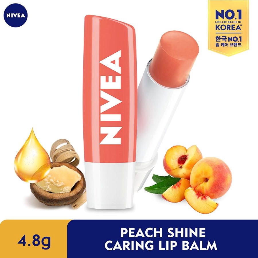 NIVEA Lip Care Caring Lip Balm Peach Shine (4.8g) Shopee Malaysia