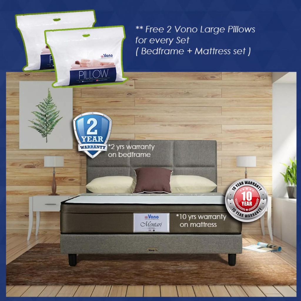 Vono Bed Set Vono Mentari Mattress Bed Frame Queen King Size 10 Years Warranty Orthomax Springing Spine Support Shopee Malaysia