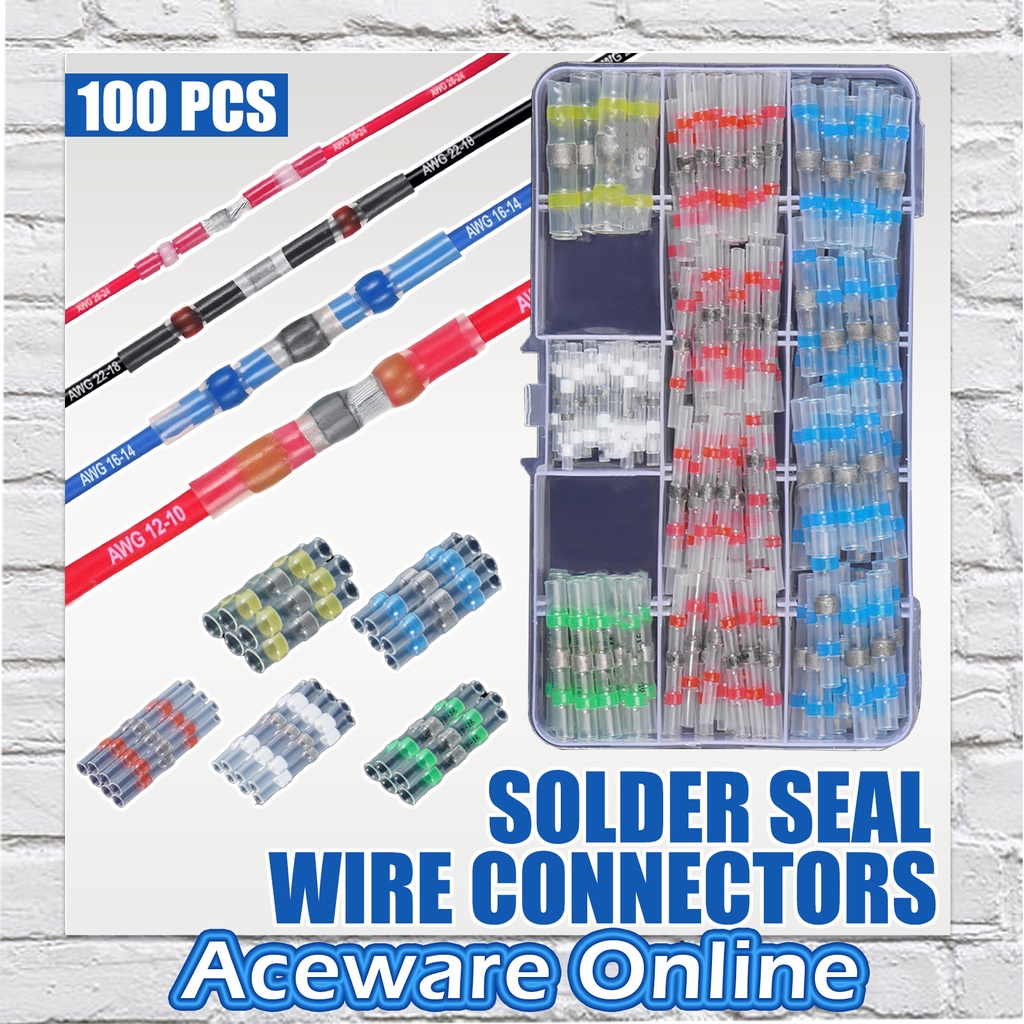 100pcs Solder Seal Cable Wire Connector Terminals Waterproof Tube Heat ...