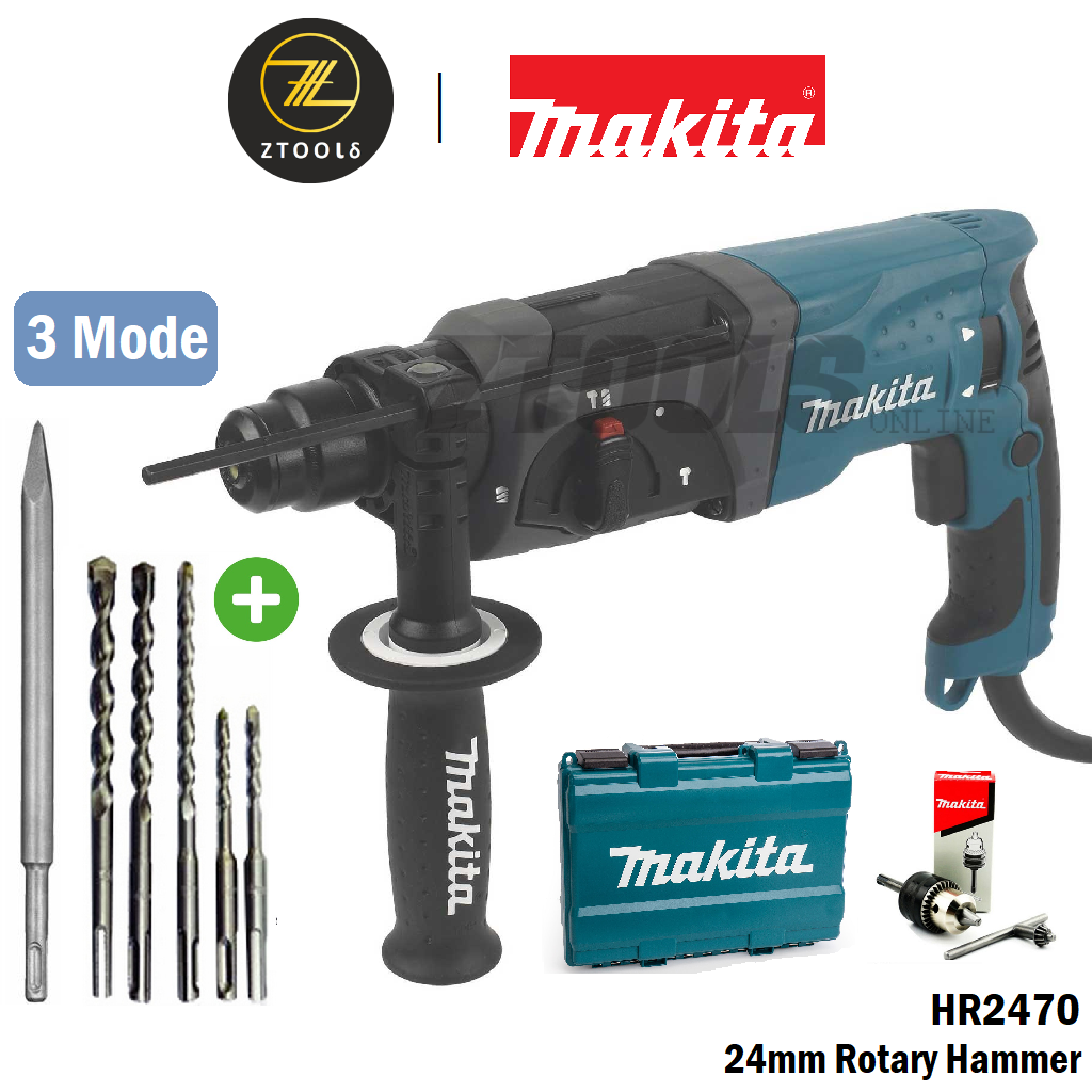 Makita HR2470 Rotary Hammer 24mm HR2470X5 3 MODE Impact Drill Bit Set
