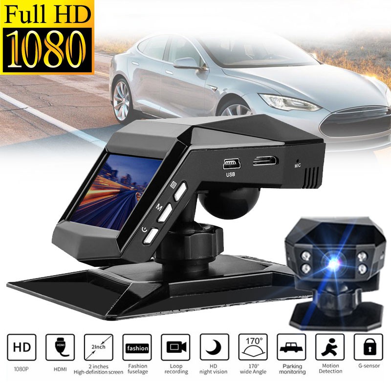2 Ways Installation Loop Recording denicer Car Dash Cam Sony Sensor 1080P Full HD 140 Wide Angle Dashboard Camera 2 Display With 4 Infrared Lights Parking Monitor WDR Motion Detection G-sensor 