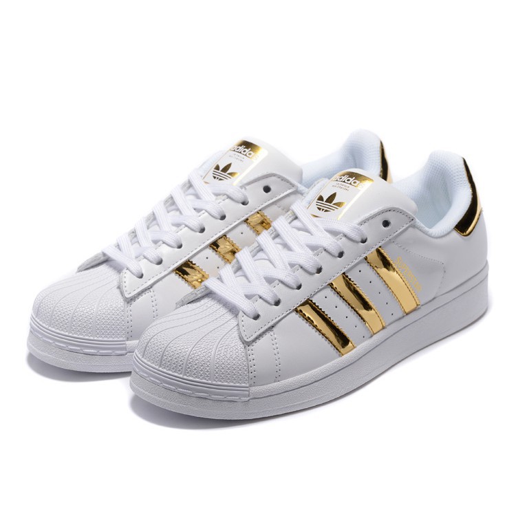 adidas superstar white and gold