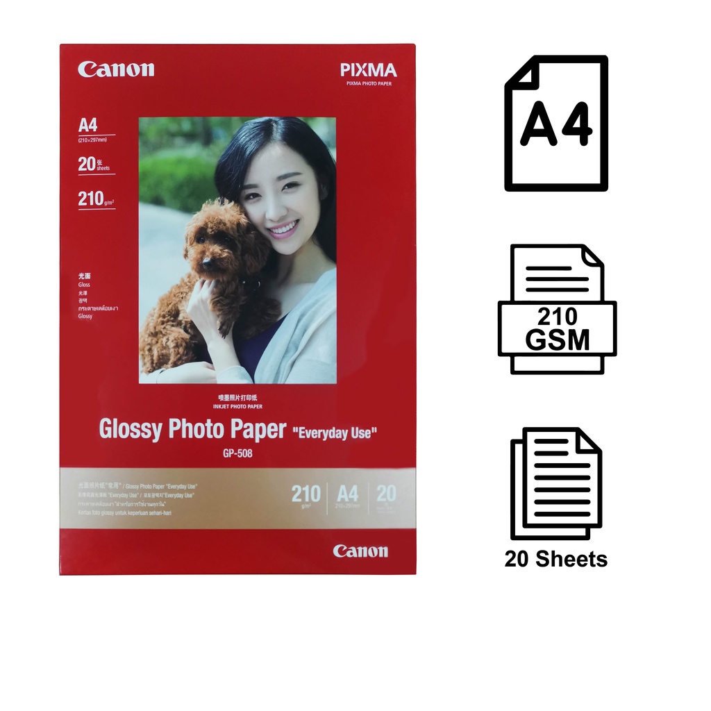 Canon GP508 A4 Glossy Photo Paper 210GSM (20 Sheets) Shopee Malaysia