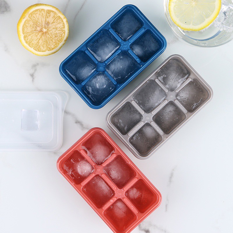 Dulang Ais Icecube Box Ice Tray Quick Freezer Ice Box Tray Mold Mould Square  Maker Ice Cube Silicone - Small 6 Grids