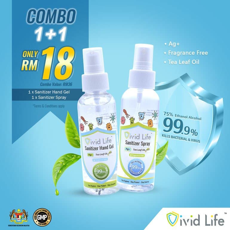 Vivid Life Combo 1 1 Com02 Sanitizer Hand Gel Sanitizer Spray Shopee Malaysia