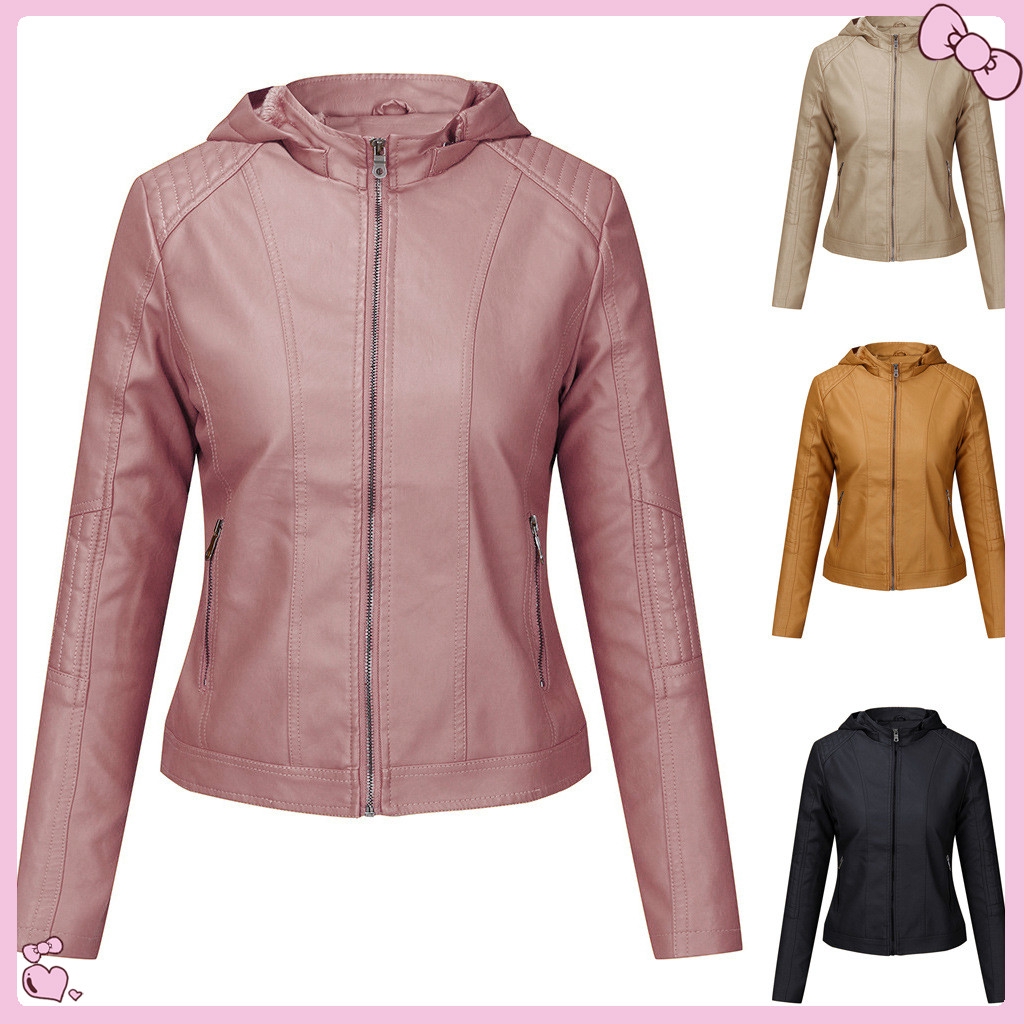 Charm Girl Leather Jacket Plus Velvet Women S Leather Jacket Women S Hooded Autumn And Winter Short Coat Warm Casual Women S Jacket Shopee Malaysia