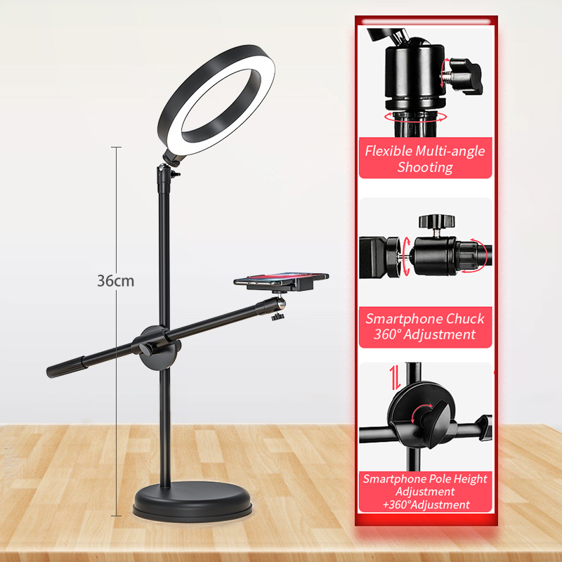 Monopod Mount Bracket with 16CM LED Ring Flash Light Tabletop Stand