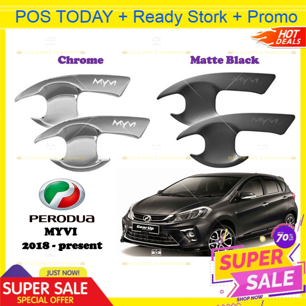 Perodua Myvi Door Handle Inner Bowl Cover Trim - Matt Black Or Chrome 