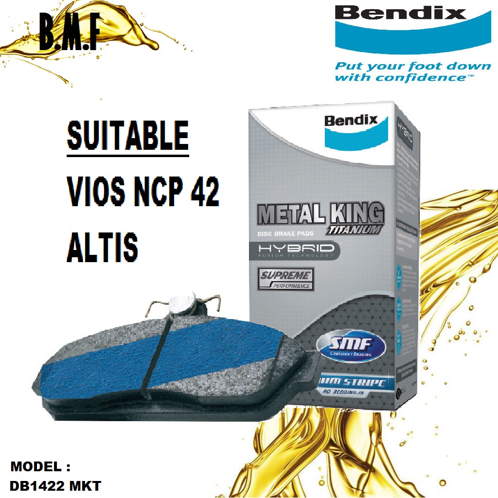 Bendix Metal King Brake Pad Front for DB1422 Toyota Vios NCP42 Altis