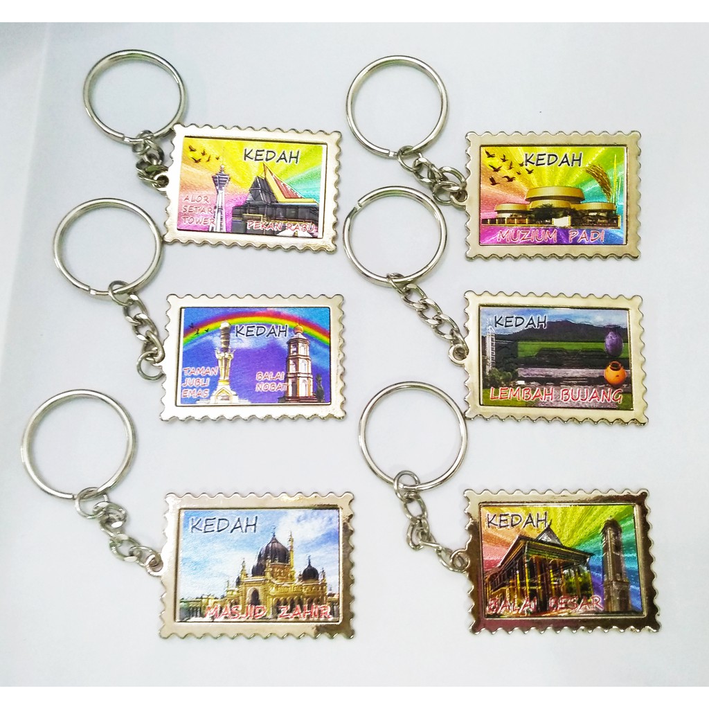 READY STOCK Kedah Souvenir 6 in 1 Set Foil Keychain ,Souvenir Malaysia