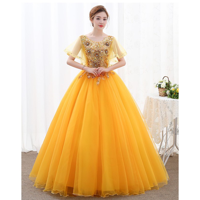 yellow colour party frocks