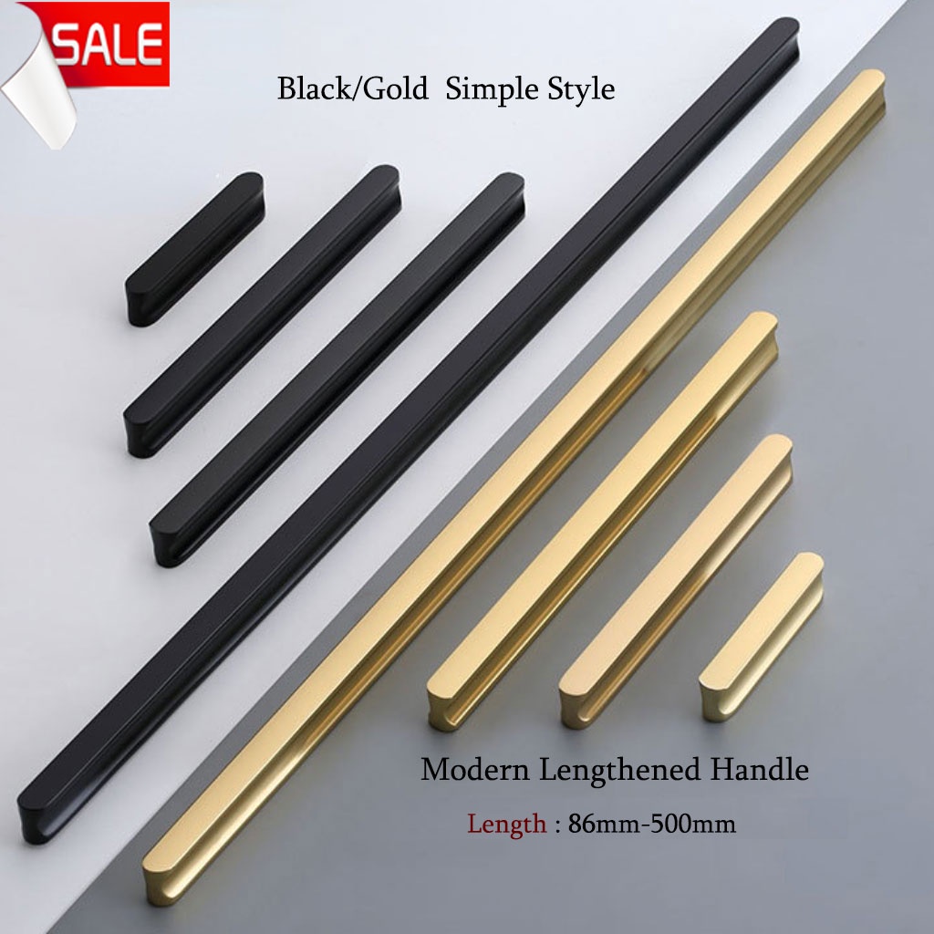 1Pc Modern Furniture Handle Pull Black/Gold Pemegang Pintu Simple Cupboard