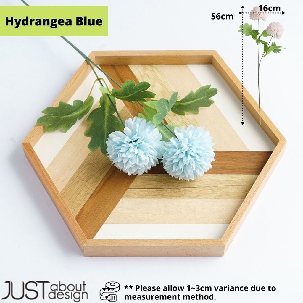 [1pc] 2 Heads Artificial Flower Dandelion Hydrangea Bunga Hiasan Fake Living Room Decoration Plant Bridal Flowers 假花