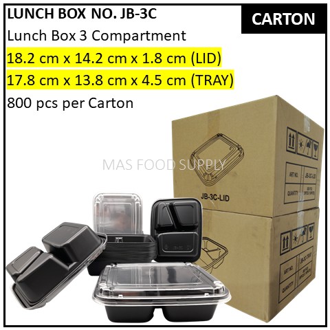 800 Sets Per Carton Model No Jb 3c 3 Compartment Lunch Boxes Food Container Food Box Lunch Box Bekas Makanan Bungkus