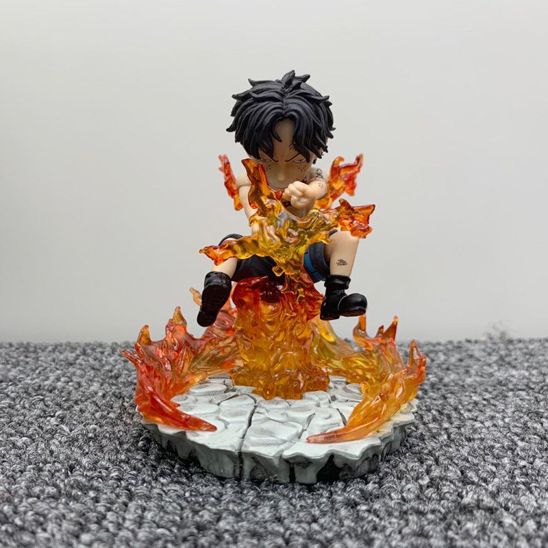 One Piece King Gk Cross Fire Ace Boxed Set Pvc Action Figure 10cm 航海王海贼王gk 十字火艾斯盒装手办公仔摆件模型海贼王公仔艾斯公仔