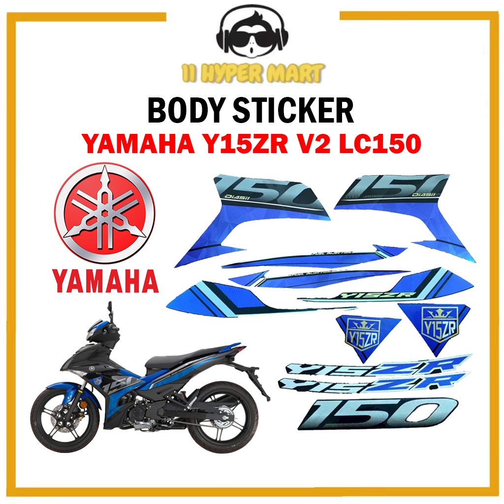 Yamaha Y15ZR V2 / LC150 Body Sticker (7) Cyan / Grey / Blue / Red - Y15 ...