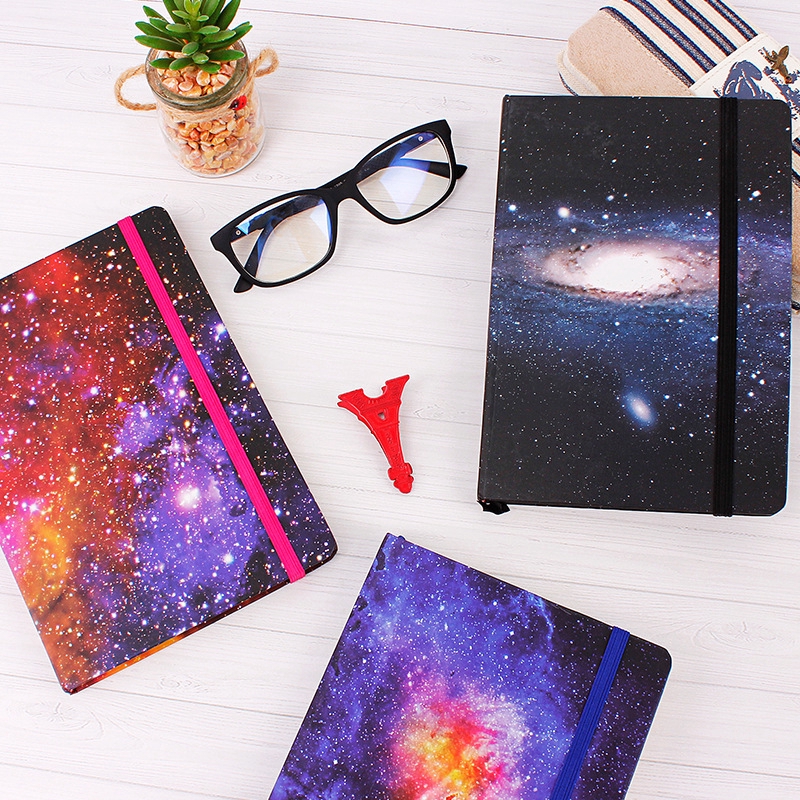Hard Cover  A5 Galaxy Universe Notebook Elastic Band 