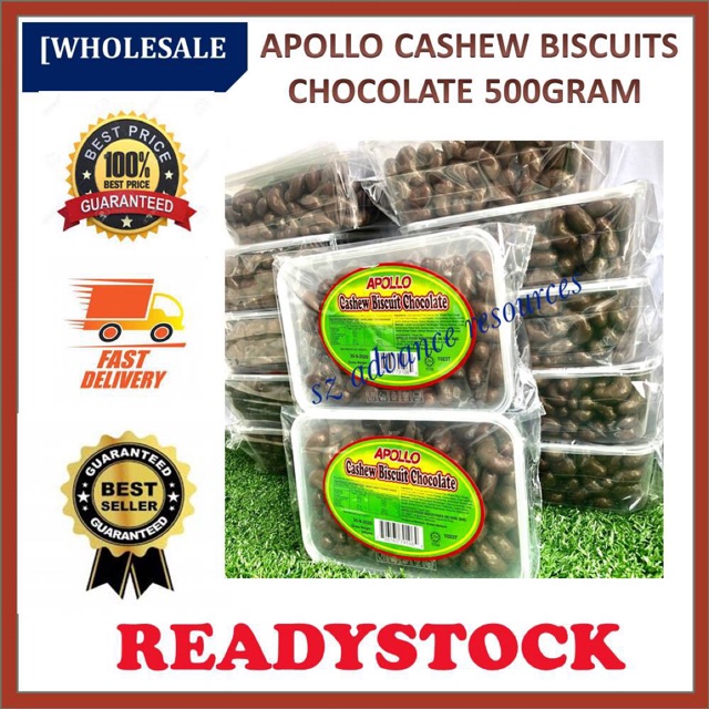 Terlajak Laris Apollo Cashew Biscuit Chocolate Halal 500gram