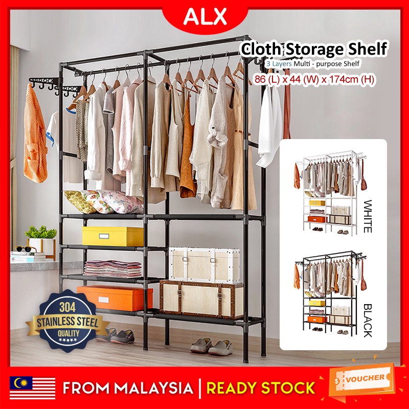 ALX MultiPurpose Large Stainless Steel Wardrobe Storage Clothes Almari