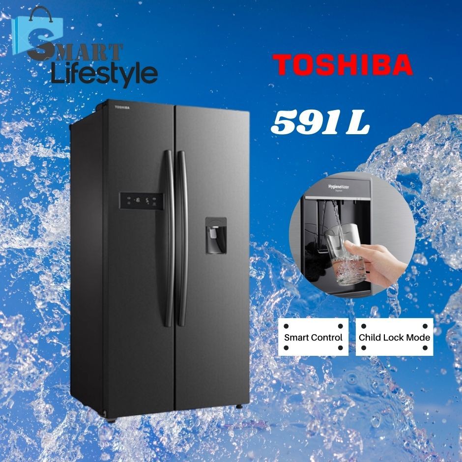 【FREE SHIPPING】Toshiba GRRS682WEPMY Side by Side Fridge 591L with