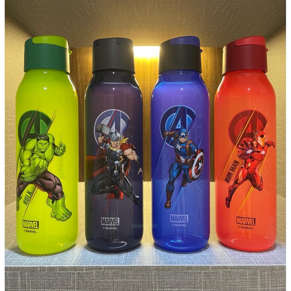 (10% Cash back + Voucher) Tupperware Avengers FlipTop Eco Bottle 750ml (botol air avenger) Iron Man/ Captain America etc