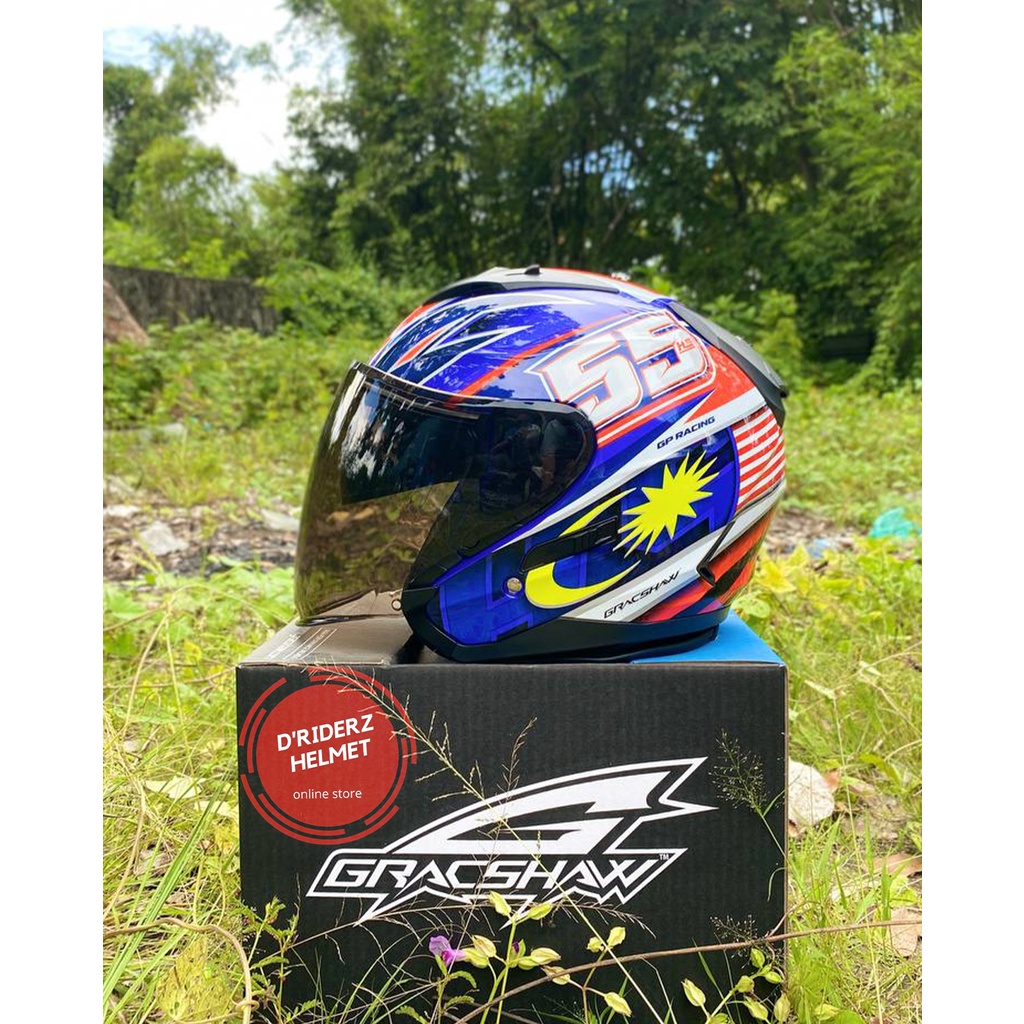 HELMET MURAH / GRACSHAW G555 GEOMAX G555 MALAYSIA HAFIZH SYAHRIN / OPEN