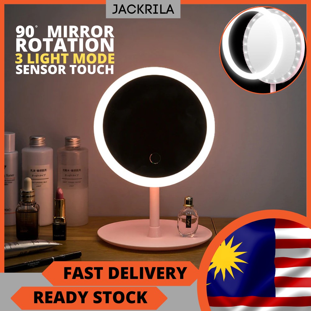 READY STOCKLMM-1 LED Light Makeup Beauty Adjustable Rotation Countertop Cosmetic Mirror Makeup Mirror 14.6cm