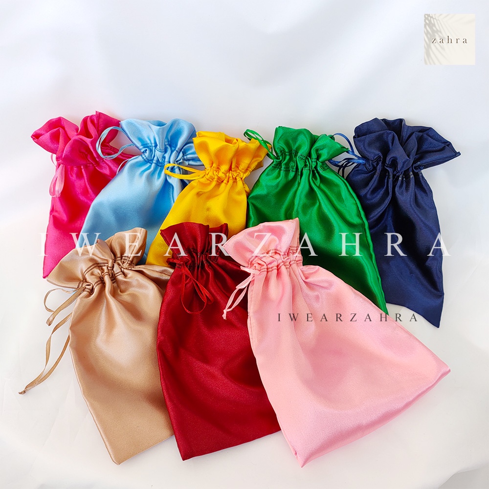 Satin POUCH - drawstring bag parcel souvenir drawstring Sarong silk goodie bag Accessories Holder