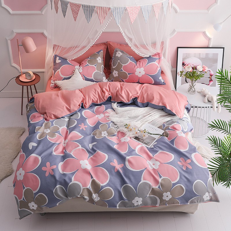 Pink Floral Duvet Cover Set Girls Pink Sheets Set Shopee Malaysia