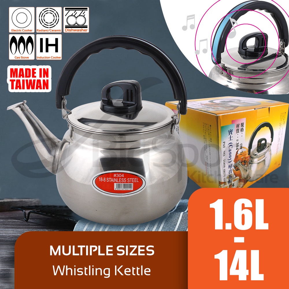 BIGSPOON 18-8 Stainless Steel 304 Harmony Whistling Kettle Multi-Sizes Cerek Air Berbunyi for Induction Boiling Whistle