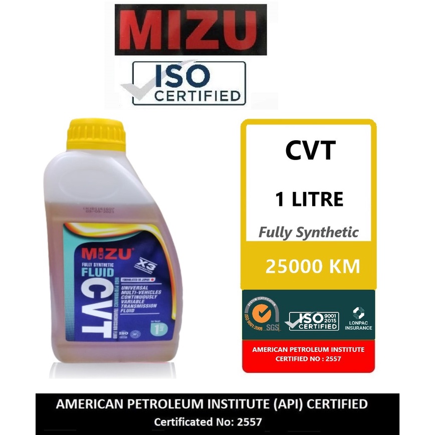 MIZU CVT (1L) Fluid Fully Synthetic Minyak Gear Auto Terbaik Viral Toyota  Honda Proton ISO certified