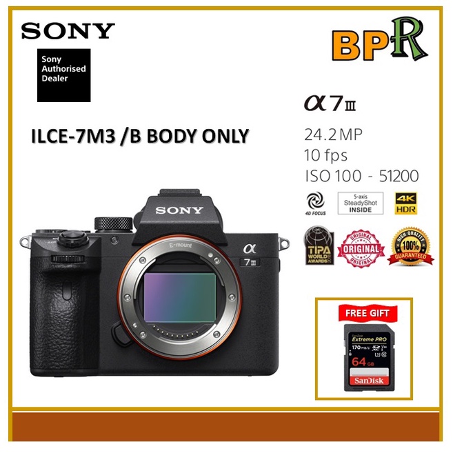 Sony Alpha A7III Mirrorless Digital ILCE7M3 /B (BODY ONLY) Sony