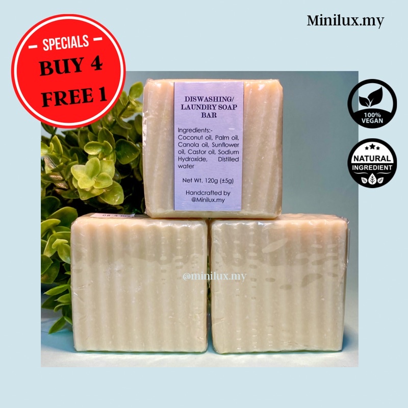 MINILUX Homemade Dishwashing/ Laundry Cold Process Soap | Eco-friendly, Multipurpose & 100% Vegan | Sabun pinggan 120g