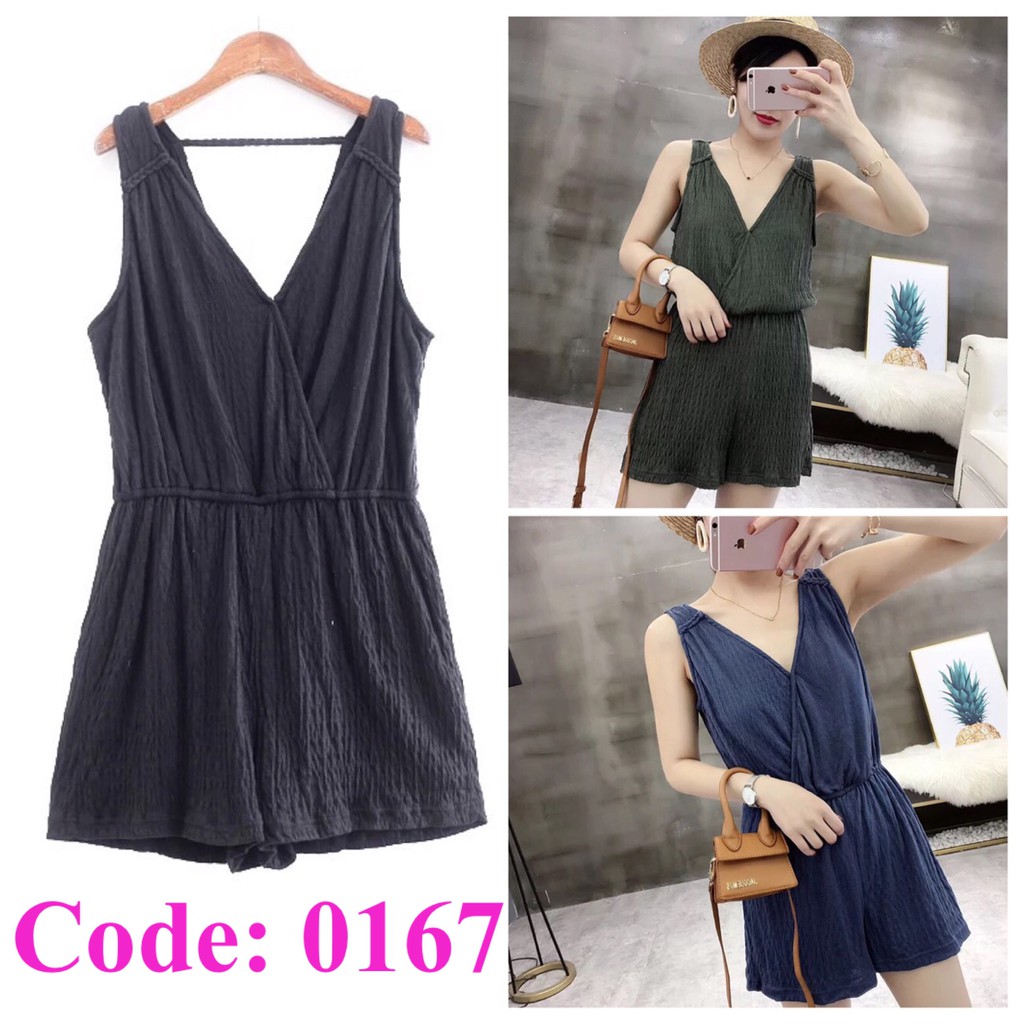 (Ready Stock-0167) Pleated Suspenders Jumpsuits 皱褶吊带阔腿连体裤