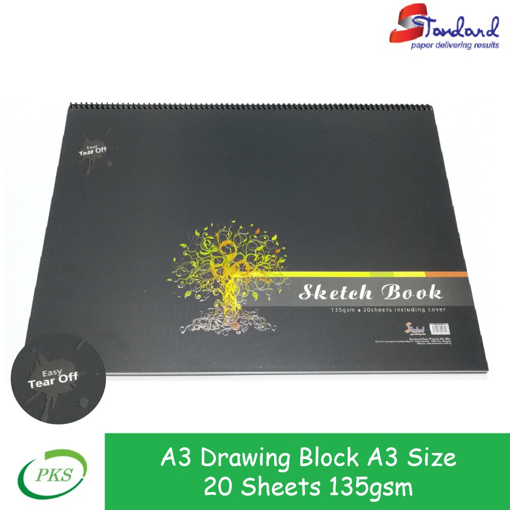A3 Drawing Block Spiral Binding Drawing Paper 135gsm 20 Sheets (SB135